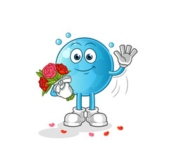 bubble with bouquet mascot. cartoon vector