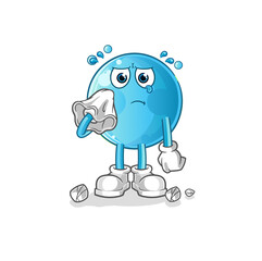 bubble cry with a tissue. cartoon mascot vector