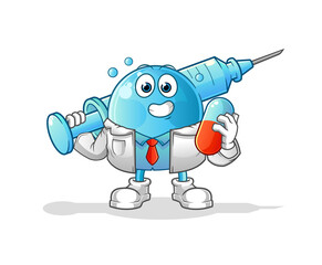 bubble doctor holding medichine and injection