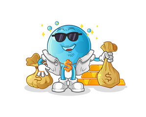 bubble rich character. cartoon mascot vector