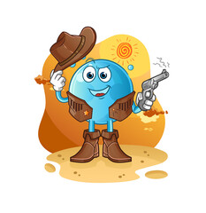 bubble cowboy with gun character vector