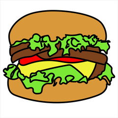 Fast food cartoon hand draw.
