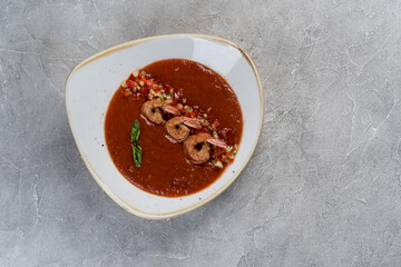 bowl of soup with shrimps