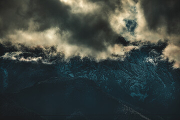 Naklejka na ściany i meble HDR Photos of Tatra Mountains in Poland, Cloudy Day.
