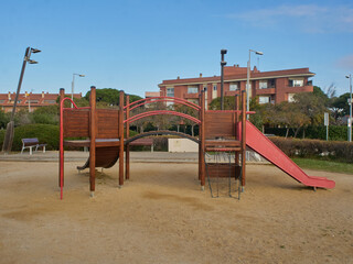 Beautiful Empty modern playground with slides