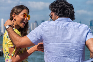 Couple hanging around having a good time together. In love Panama