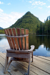 Wooden chaise longue for relaxing on Warm lakes