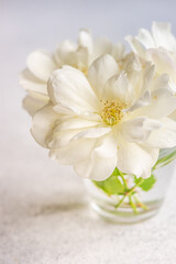 Blooming white rose flowers in bouquet