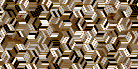  Geometric pattern with stripes polygonal shape luxury background of gold and marble texture