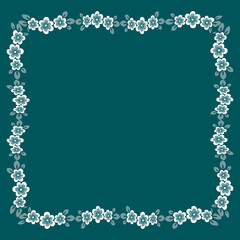 Frame of flowers on a square background stylized flowers and leaves - graphics. Scarf, tile, square