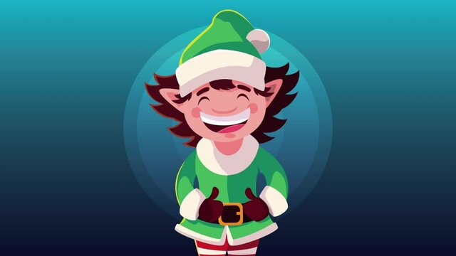 merry christmas animation with happy elf