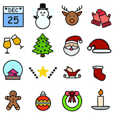 Christmas icon set. Vector illustration for clip-art, web icon, or other creative design