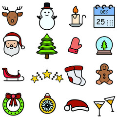 Christmas icon set. Vector illustration for clip-art, web icon, or other creative design