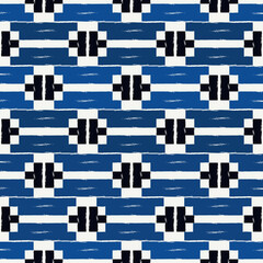 Ethnic motif handdrawn print. Paint brush strokes geometric seamless pattern. Freehand indigenous style background. Folk, tribal ornament. Artistic hand drawn geo design