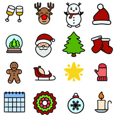 Fototapeta premium Christmas icon set. Vector illustration for clip-art, web icon, or other creative design