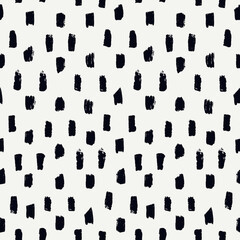Brush stroke seamless pattern. Repeated dash line motif. Modern minimal geometric surface. Freehand brush design print