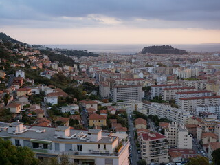 Fototapeta na wymiar A view of the city of Nice during a sunset. the 25th October 2021, Nice, France;