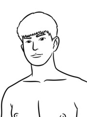 black and white of cute man for coloring