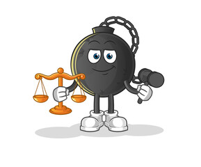 prison ball lawyer cartoon. cartoon mascot vector