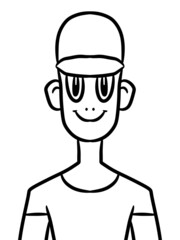 black and white of cute man for coloring