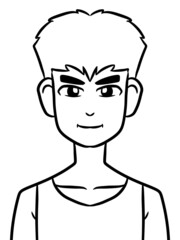 black and white of cute man for coloring