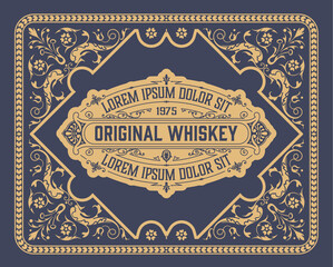 Whiskey label with old frames