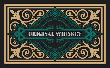 Whiskey label with old frames