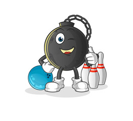 prison ball play bowling illustration. character vector