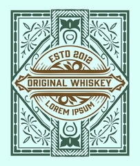 Whiskey label with old frames