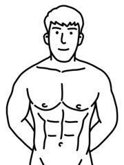 Fototapeta premium black and white of cute man for coloring