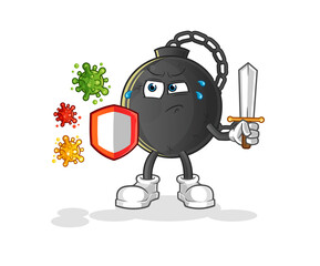 prison ball against viruses cartoon. cartoon mascot vector