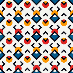 Ethnic seamless pattern. Tribal style geometric ornament. Repeated diamonds, circles motif. Boho chic abstract geo background