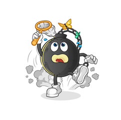 prison ball catch butterfly illustration. character vector