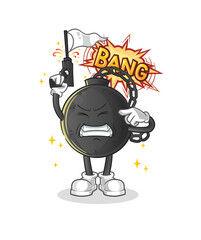 prison ball warning shot mascot. cartoon vector