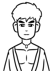 black and white of cute man for coloring