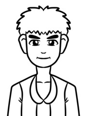 black and white of cute man for coloring