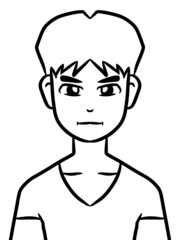 black and white of cute man for coloring