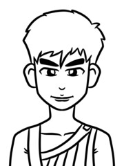 black and white of cute man for coloring