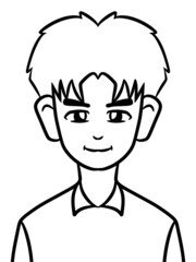 black and white of cute man for coloring