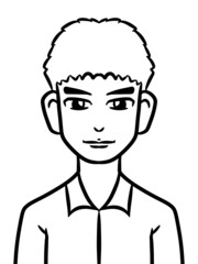 black and white of cute man for coloring