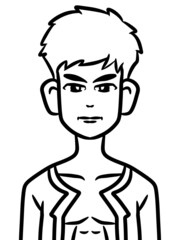 black and white of cute man for coloring