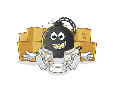recommend clip art: prison ball homeless character. cartoon mascot vector