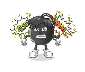 prison ball anime angry vector. cartoon character