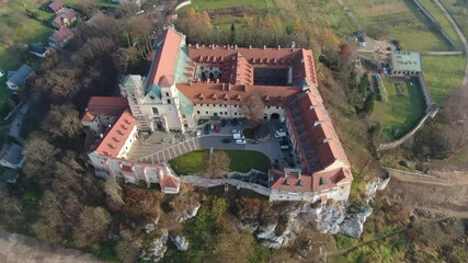 Aerial view of Benedictine abbey in Tyniec, Krakow, Poland