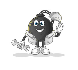 prison ball mechanic cartoon. cartoon mascot vector