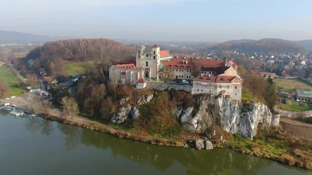 Aerial view of Benedictine abbey in Tyniec, Krakow, Poland