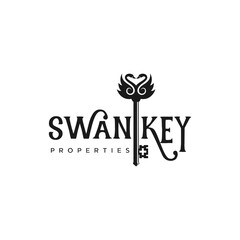 swan and key logo property icon design illustration © alexander 137