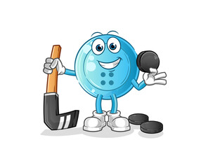 shirt button playing hockey vector. cartoon character