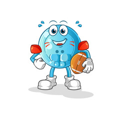 shirt button playing rugby character. cartoon mascot vector