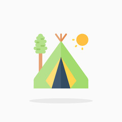 Tent icon. Flat Color style. Vector illustration. Enjoy this icon for your project.